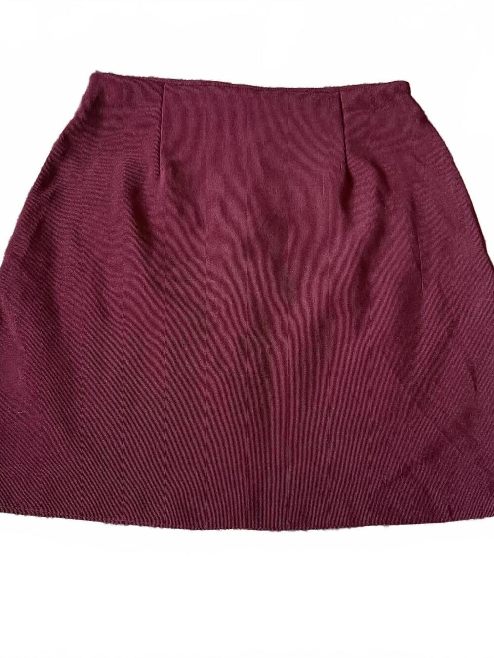 Burgundy A-Line Mini Skirt Size M Approx Vintage 90s Minimalist